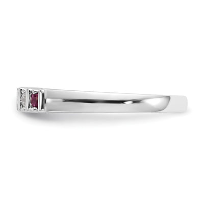 14K White Gold 1/15 carat Diamond and Ruby Complete Band