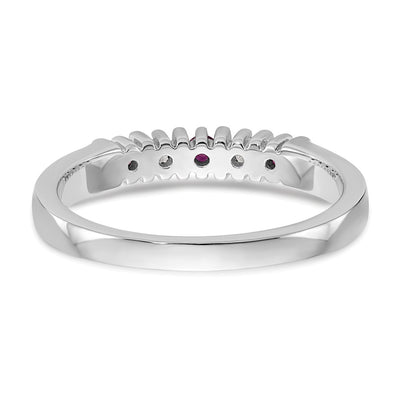 14K White Gold 1/15 carat Diamond and Ruby Complete Band