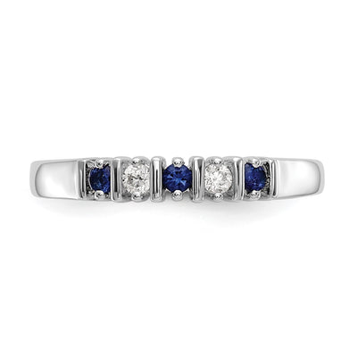 14K White Gold 1/15 carat Diamond and Blue Sapphire Complete Band