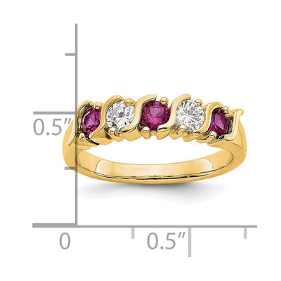 14K Yellow Gold 1/3 carat Diamond and Ruby Complete Band