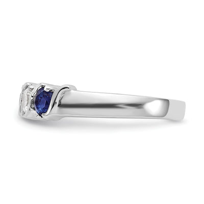 14K White Gold 3/8 carat Diamond and Blue Sapphire Complete Band