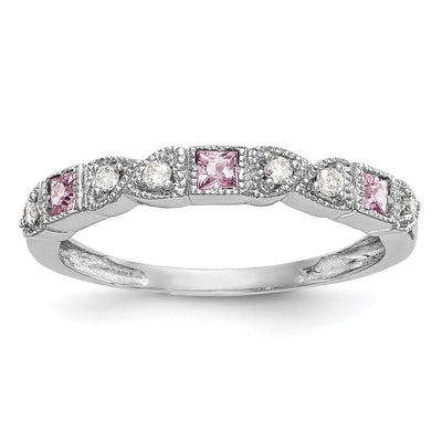 14K white gold diamond heart band