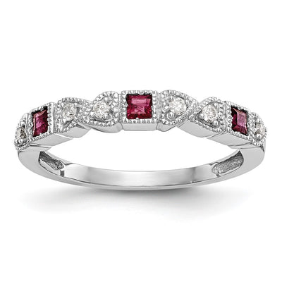 14K white gold diamond heart band