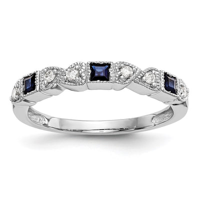 14K white gold diamond heart band