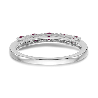 14K White Gold .01 carat Diamond and Ruby Complete Band