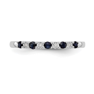 14K White Gold .01 carat Diamond and Blue Sapphire Complete Band