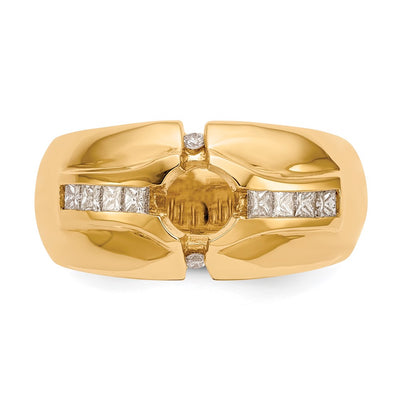 14K (Holds 3/4 carat () Round Center) 1/2 carat Diamond Men's Semi-Mount Ring