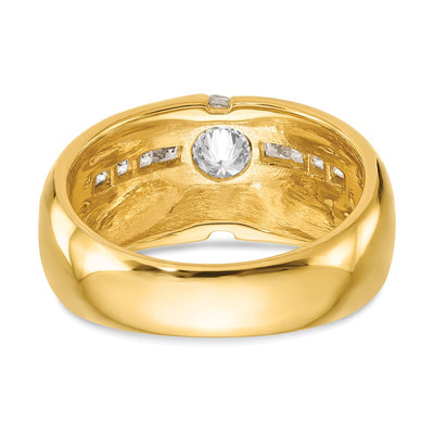 14K (Holds 3/4 carat () Round Center) 1/2 carat Diamond Men's Semi-Mount Ring