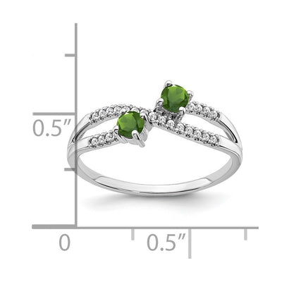 14K White Gold Two-stone Peridot and Diamond Ring