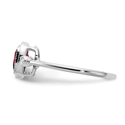 14K White Gold Cushion Garnet and Diamond Ring