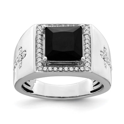 14K white gold diamond cross ring