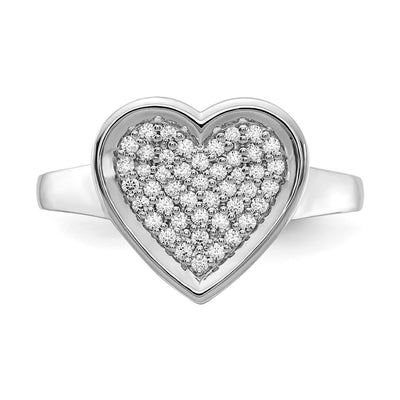 14K White Gold Diamond Fancy Heart Ring