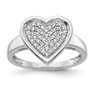 14K white gold diamond heart ring