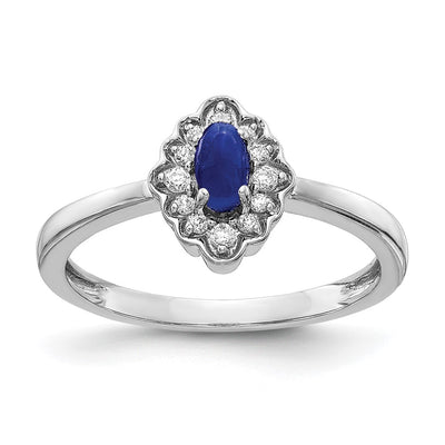 14K white gold diamond oval ring