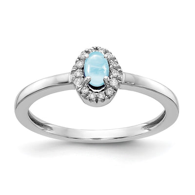 14K white gold diamond oval ring