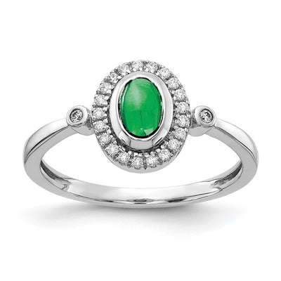 14K white gold diamond oval ring