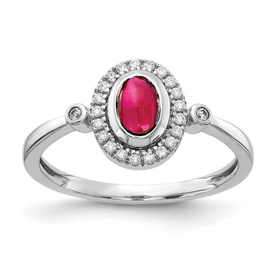 14K white gold diamond oval ring