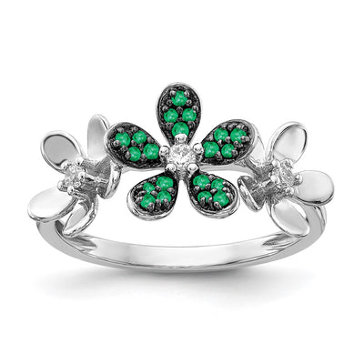 14K white gold diamond flower ring