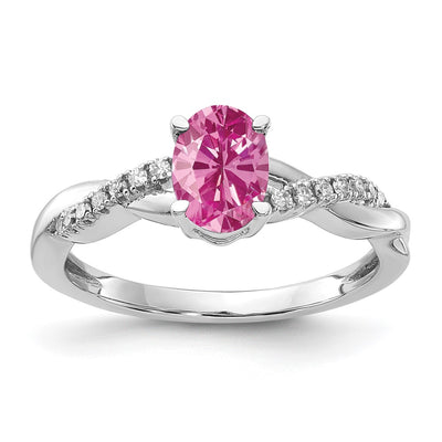 14K white gold diamond oval ring
