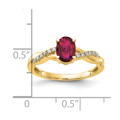 14K Oval Created Ruby and Diamond Ring