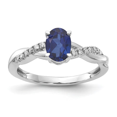 14K white gold diamond oval ring