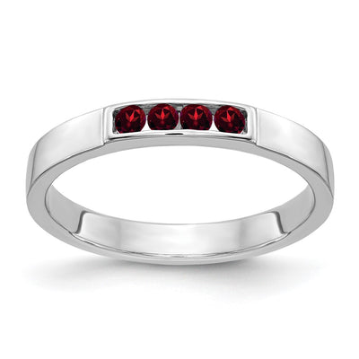 14K white gold garnet band