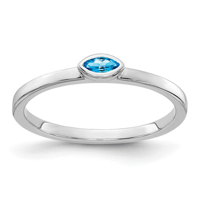 14K white gold blue topaz ring