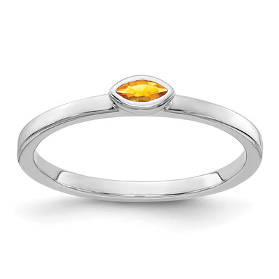 14K white gold citrine ring
