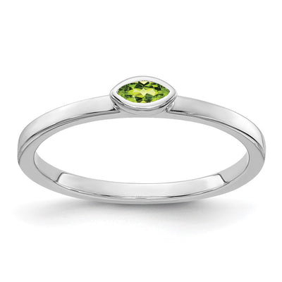 14K white gold peridot ring