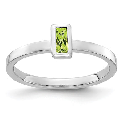 14K white gold peridot ring