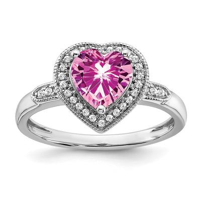 14K white gold diamond heart ring