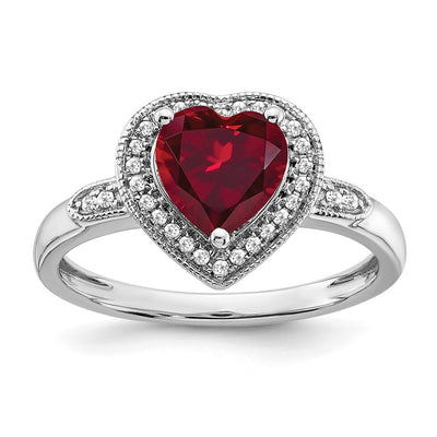 14K white gold diamond heart ring