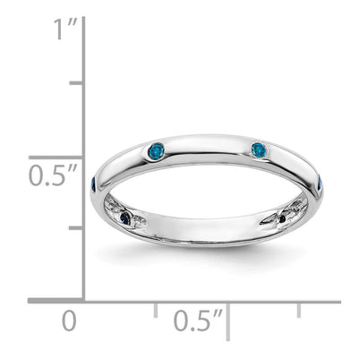 14K White Gold 6-stone Blue Diamond Band