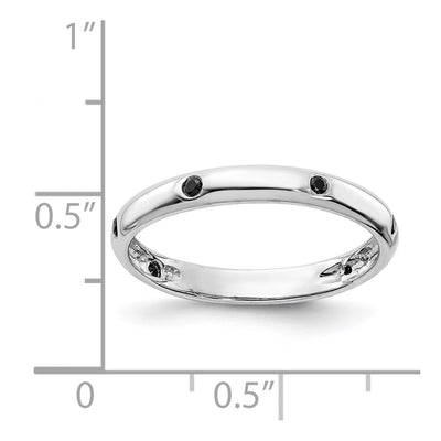 14K White Gold 6-stone Black Diamond Band