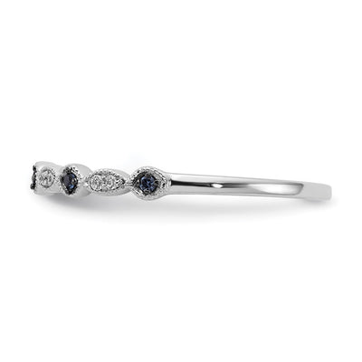 14K White Gold Blue/White Diamond Fancy Band