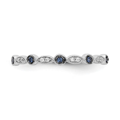14K White Gold Blue/White Diamond Fancy Band