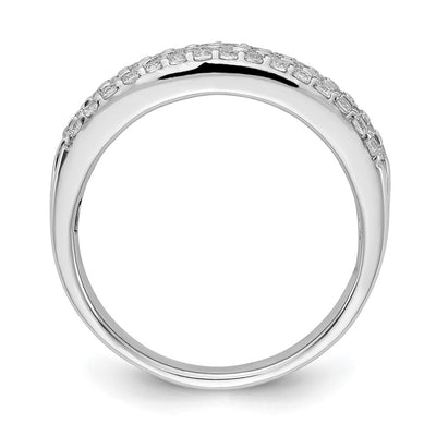 14K White Gold 3-row Diamond Band