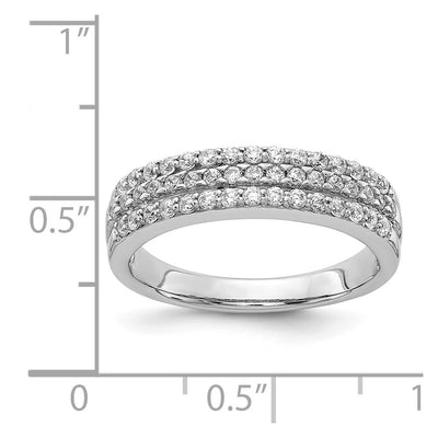 14K White Gold 3-row Diamond Band