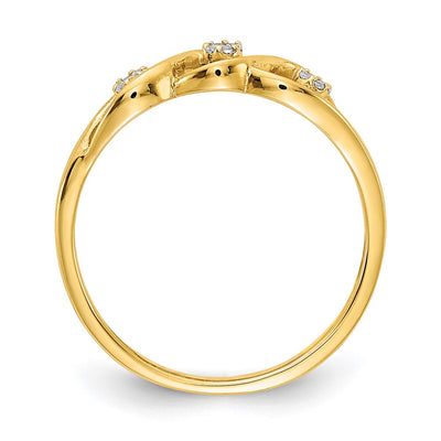 14K Gold Polished Diamond Wave Ring