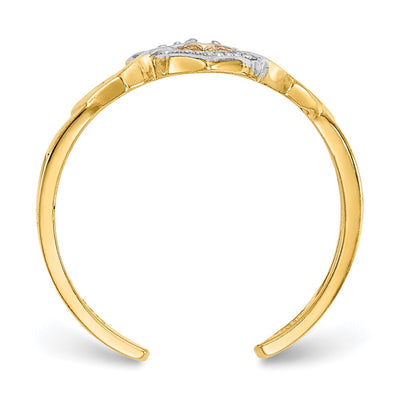 14K Rhodium Diamond Heart Toe Ring