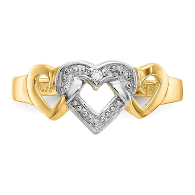 14K Rhodium Diamond Heart Toe Ring