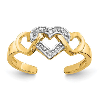 14K Rhodium Diamond Heart Toe Ring