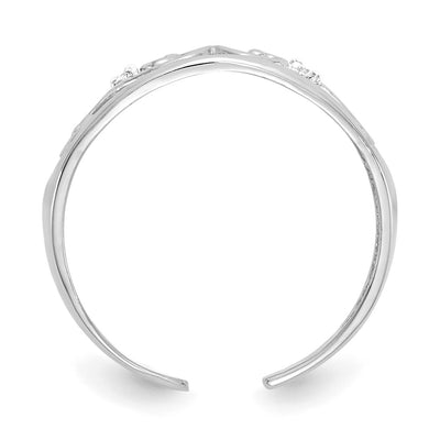 14K White Gold . Diamond Scroll Toe Ring