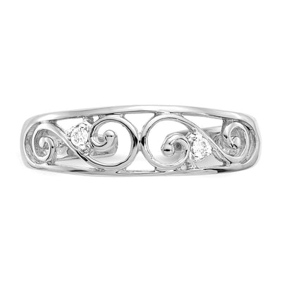 14K White Gold . Diamond Scroll Toe Ring