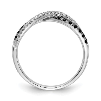 14K White Gold Black and White Diamond Twisted Ring