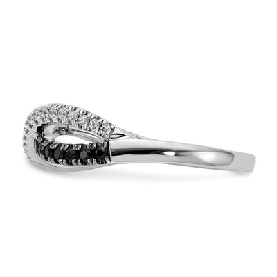 14K White Gold Black and White Diamond Twisted Ring