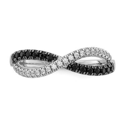 14K White Gold Black and White Diamond Twisted Ring