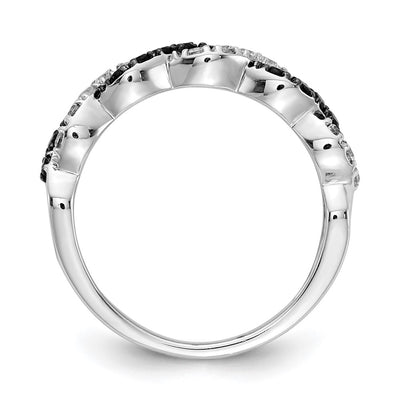 14K White Gold Black/White Diamond Twist Ring