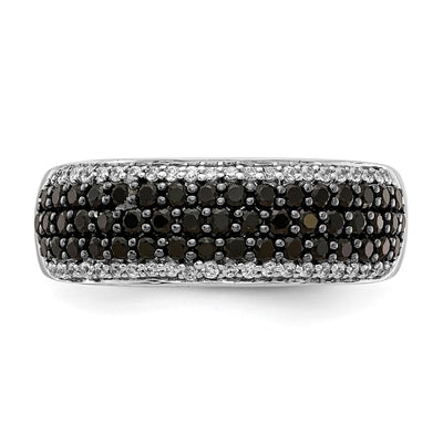 14K White Gold White and Black Diamond Band Ring