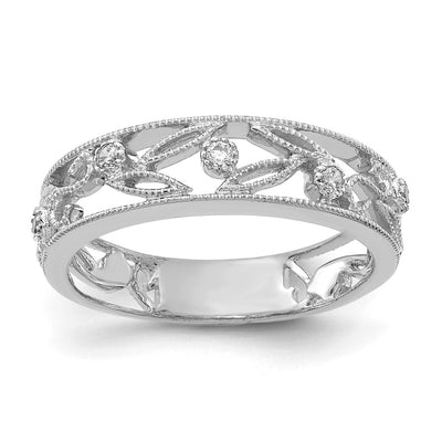 14K white gold diamond flower ring